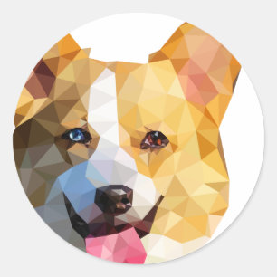 Corgi-niedrige Polykunst Runder Aufkleber