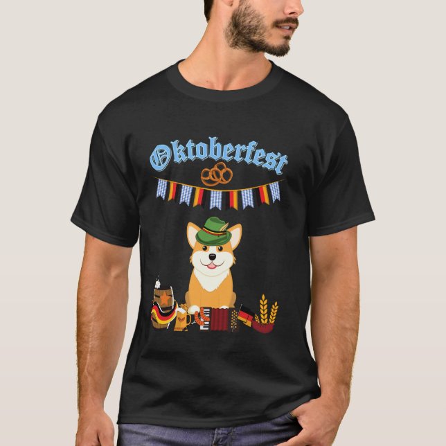 Corgi Oktoberfest T-Shirt (Vorderseite)