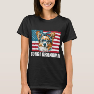 Corgi Oma US-Flagge passend zur Familie Hunde Lieb T-Shirt