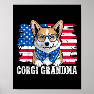 Corgi Oma Usa Patriotischer Hund Lover 4. Juli Poster