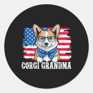 Corgi Oma Usa Patriotischer Hund Lover 4. Juli Runder Aufkleber