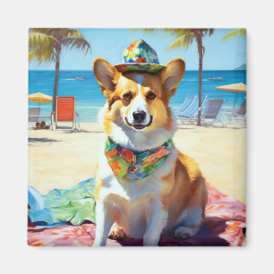 Corgi on Beach, Sommergeschenk für Hundefreunde Magnet