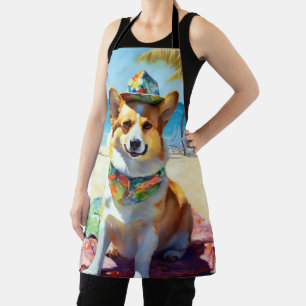 Corgi on Beach, Sommergeschenk für Hundefreunde Schürze
