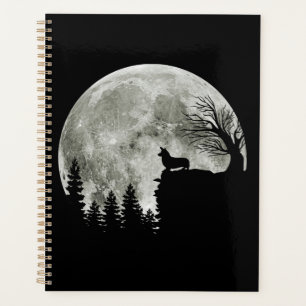 Corgi On Mountain Blood Moon Halloween Gifts Planer