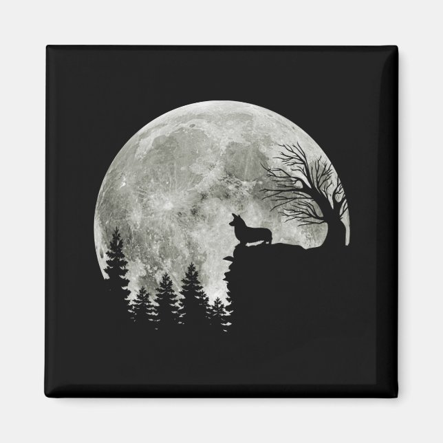 Corgi On Mountain Blood Moon Halloween Magnet (Vorne)