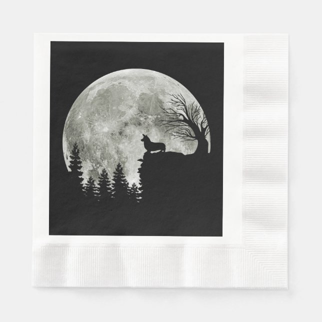 Corgi On Mountain Blood Moon Halloween Serviette (Vorderseite)