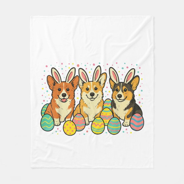 Corgi-Oster-T-Shirt_1 Fleecedecke (Vorderseite)