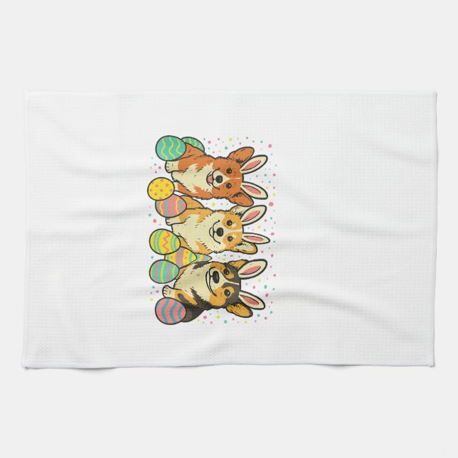 Corgi-Oster-T-Shirt_1 Geschirrtuch (Horizontal)