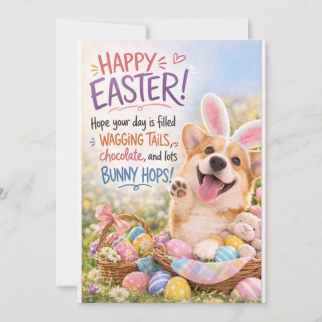 Corgi-Osterkarte Feiertagskarte (Vorderseite)
