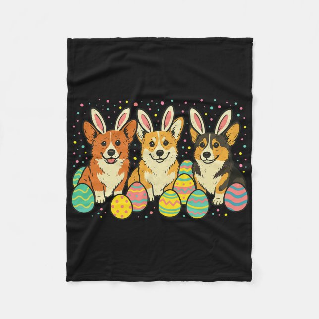 Corgi Ostern  Fleecedecke (Vorderseite)