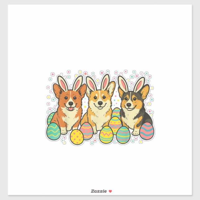 Corgi Ostern T-Shirt_1 Aufkleber (Blatt)