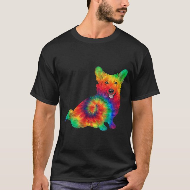 Corgi Owner Apparel Psychedelic Art Hippy Niedlich T-Shirt (Vorderseite)