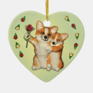 "Corgi-Paare" Corgi-Verzierung Keramik Ornament