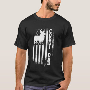 Corgi Papa Vintage Amerikanische Flagge Patriotisc T-Shirt