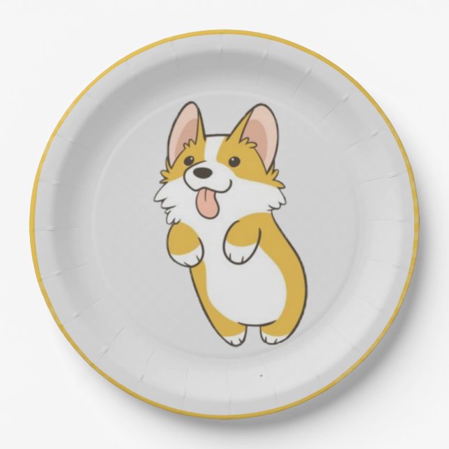 Corgi-Party Pappteller (Vorderseite)