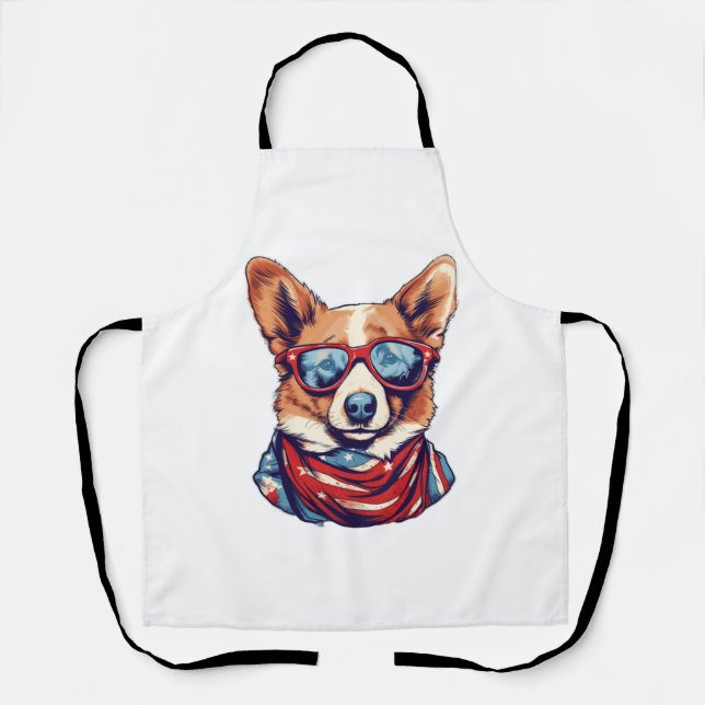 Corgi Patriotic Dog USA Flag Schürze (Vorderseite)
