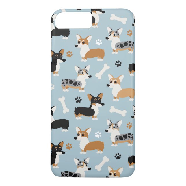 Corgi Pattern Blau Case-Mate iPhone Hülle (Rückseite)