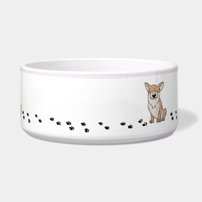 Corgi Paw Print Keramik Pet Bowl Napf (Vorderseite)