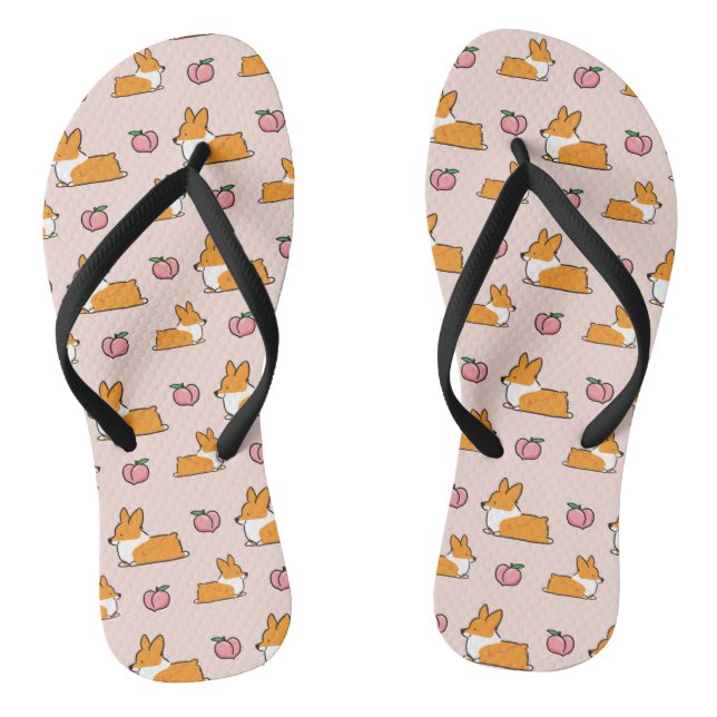 Corgi Peach Sploot Flip Flops (Fußbett)