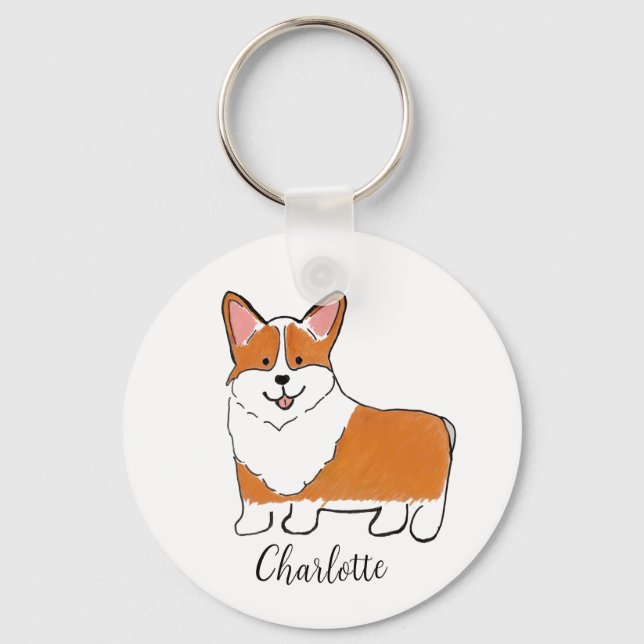 Corgi personalisiert schlüsselanhänger (Vorderseite)
