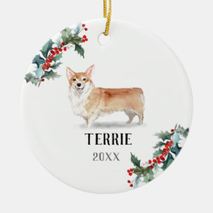 Corgi Personalisierter Weihnachtshund Keramik Ornament