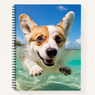 Corgi Pet Hund Tierspass Wasser spielen Notizbuch