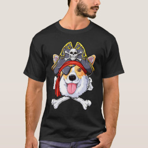 Corgi Pirate Costume Piratenflagge Flag Skull Cros T-Shirt