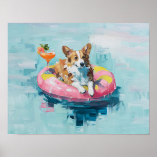 Corgi Pool Schwimmbad Kunstdruckerei: Dekoration d