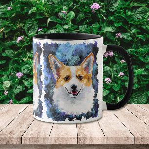 Corgi Portrait auf Abstrakt Personalisiert Tasse
