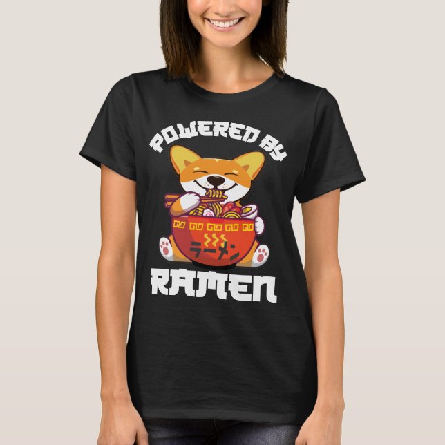 CORGI POWERBY RAMEN | Kawaii Corgi Eating Ramen T-Shirt (Vorderseite)