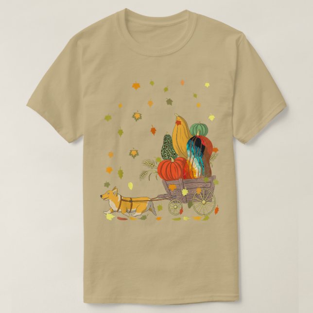 Corgi Pumpkin Gefärbte Krawatte T-Shirt Dog Lover  (Design vorne)