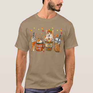 Corgi Pumpkin Gewürz Latte Iced Herbst Hund Fall C T-Shirt