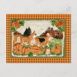 Corgi Pumpkin Patch Postcard Postkarte