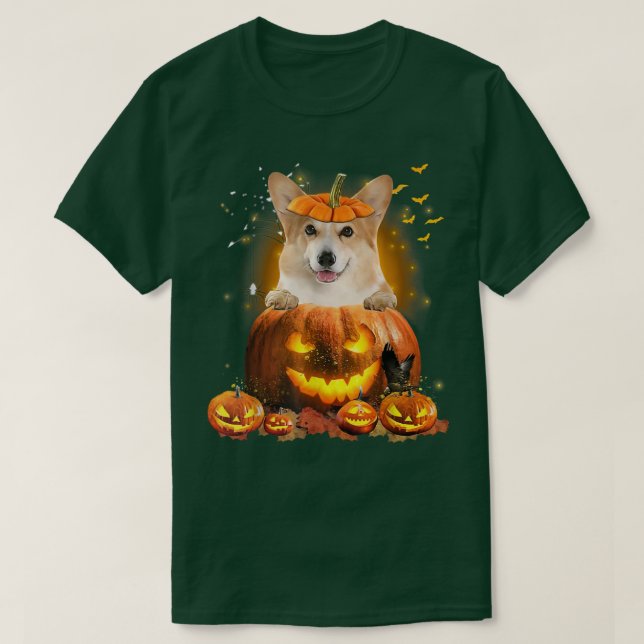 Corgi PumpkinFunny Niedlich Dog Lover Halloween T-Shirt (Design vorne)