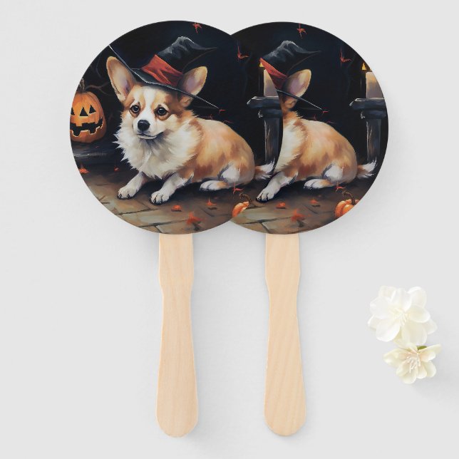 Corgi Pumpkins Halloween Beängstigend Fächer (Vorne und Hinten)