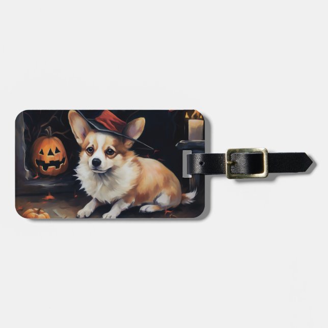 Corgi Pumpkins Halloween Beängstigend Gepäckanhänger (Vorderseite horizontal)