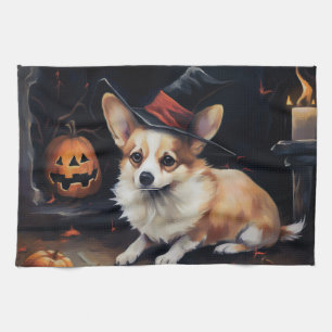 Corgi Pumpkins Halloween Beängstigend Geschirrtuch