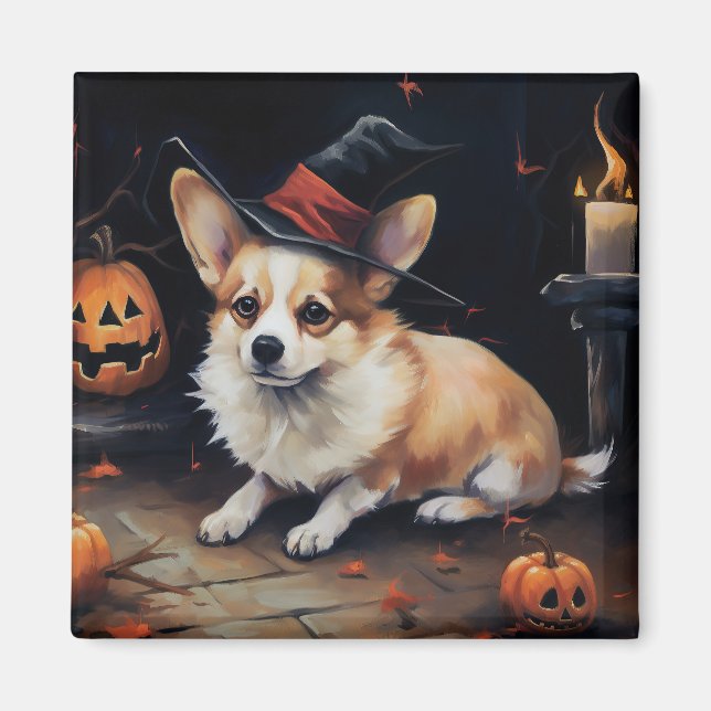 Corgi Pumpkins Halloween Beängstigend Magnet (Vorne)
