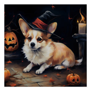 Corgi Pumpkins Halloween Beängstigend Poster