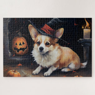 Corgi Pumpkins Halloween Beängstigend Puzzle