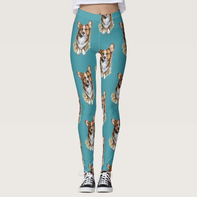 Corgi Pup Leggings (Vorderseite)