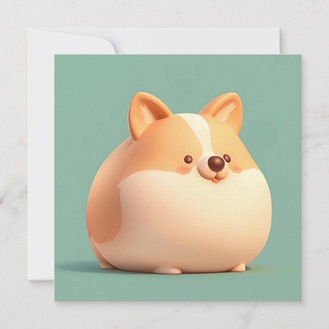 Corgi Puppy Art with Cute Chubby 3D Clay Flat Card (Vorderseite)