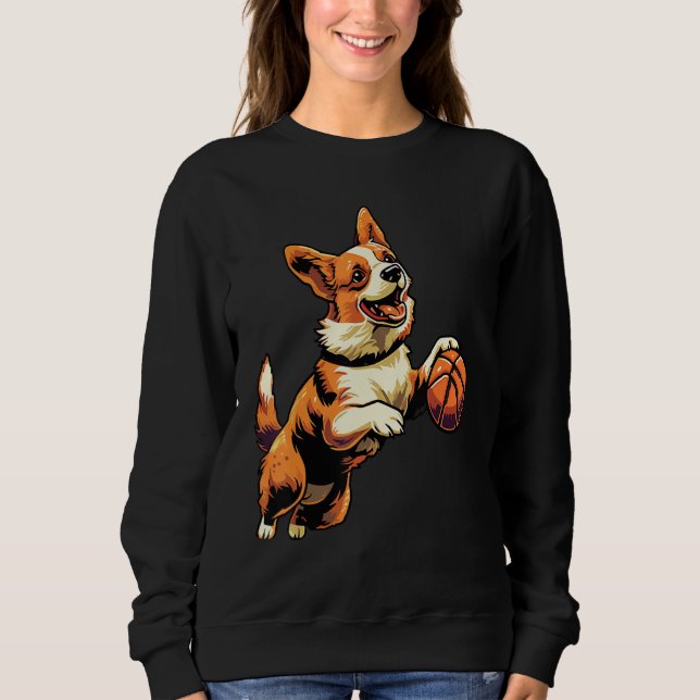 Corgi Puppy Basketball  Design for Men Women and K Sweatshirt (Vorderseite)