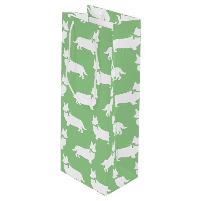 Corgi Puppy Dog Pembroke Welsh Wine Geschenktasche Geschenktüte Für Weinflaschen (Vorderseite Schrägansicht)