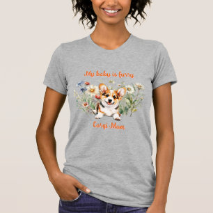 Corgi Puppy in Wildblumen mit benutzerdefinierter  T-Shirt