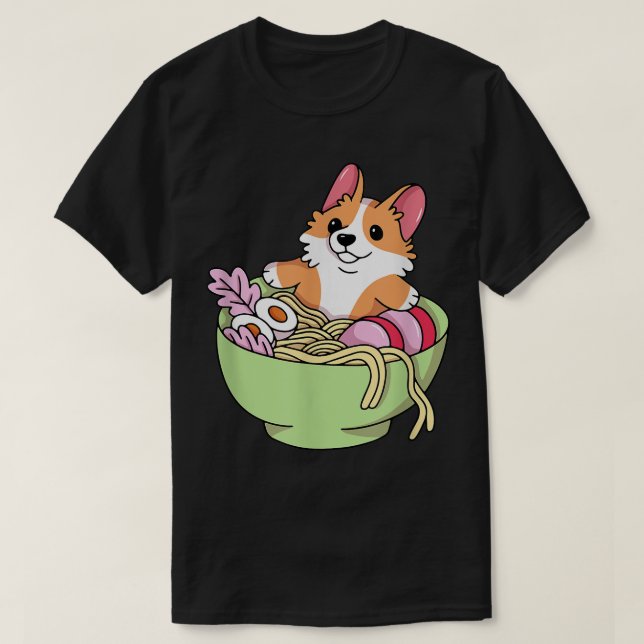 Corgi Ramen Niedlich Japanischer Hund, Funny Niedl T-Shirt (Design vorne)