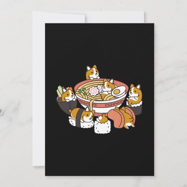 Corgi Ramen Sushi Dankeskarte (Vorderseite)