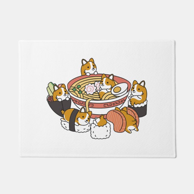 Corgi Ramen Sushi Fußmatte (Vorderseite)