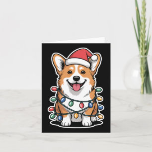 Corgi rasierte in Weihnachtsbeleuchtung Karte