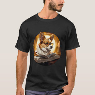 Corgi Reading Funny Dog Buch Lover T-Shirt